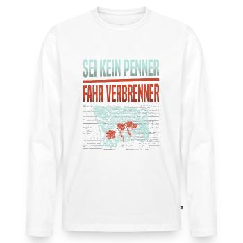 Verbrenner Diesel Hubraum E-Auto Gegner Auto - Männer Premium Bio Langarmshirt - Weiß - Vorne - Nico (187cm)