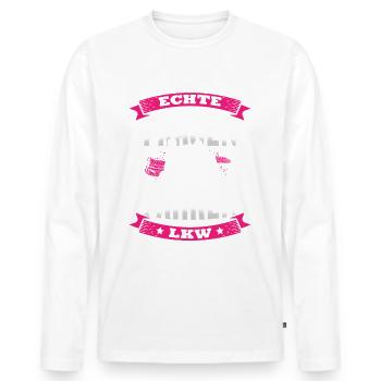 Truckerin Frauen Truck Fernfahrer LKW Fahrer für - Männer Premium Bio Langarmshirt - Weiß - Vorne - Nico (187cm)