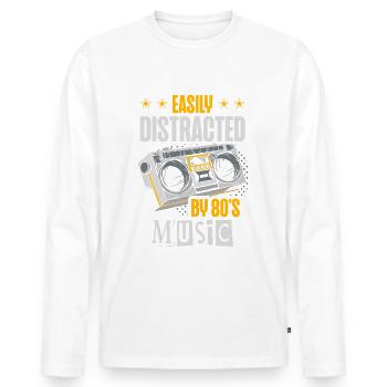 Slightly distracted by the music of the 80s eighties - Men's Premium Organic Long Sleeve Shirt - white - Front - Nico (187cm)
