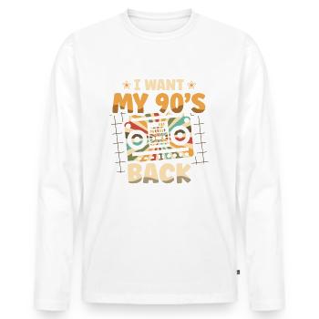 I Want My 90's Back Nineties Decade 1990 90er - Männer Premium Bio Langarmshirt - Weiß - Vorne - Nico (187cm)