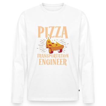 Pizza Transport Engineer Delivery Driver - Men's Premium Organic Long Sleeve Shirt - white - Front - Nico (187cm)