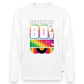 Propulsé par la musique des années 80 Eighties 1980 80s Party - T-shirt manches longues Premium bio Homme - blanc - Devant - Nico (187cm)