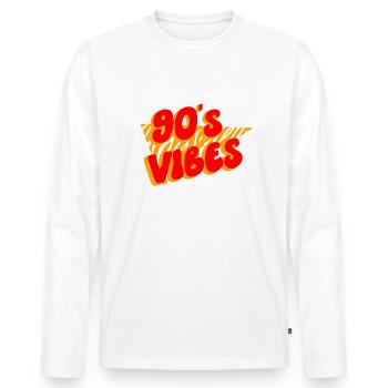 90er Vibe Neunziger Dekade 1990 Vintage 90er Party - Männer Premium Bio Langarmshirt - Weiß - Vorne - Nico (187cm)