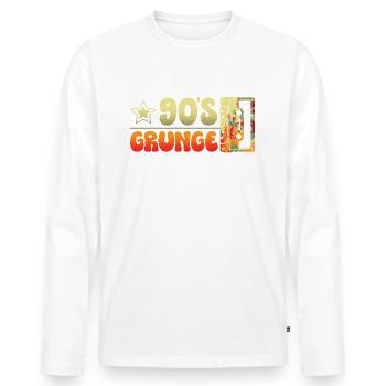 90er Grunge Neunziger Dekade 1990 Vintage 90er - Männer Premium Bio Langarmshirt - Weiß - Vorne - Nico (187cm)