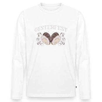 Oyster Whisperer Shucking Buddy - Men's Premium Organic Long Sleeve Shirt - white - Front - Nico (187cm)