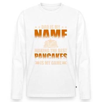 Papa is my name the best pancakes to - Men's Premium Organic Long Sleeve Shirt - white - Front - Nico (187cm)