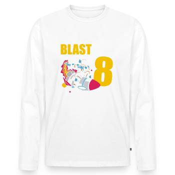 Je suis 8 Astronaut Lover Spaceship Joyeux anniversaire - T-shirt manches longues Premium bio Homme - blanc - Devant - Nico (187cm)