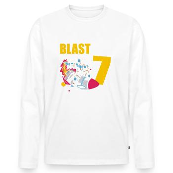 I' Astronaut Lover Spaceship Happy Birthday - Men's Premium Organic Long Sleeve Shirt - white - Front - Nico (187cm)