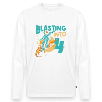 Astronauten-liebhaber-raumschiff All the best for the 4. - Men's Premium Organic Long Sleeve Shirt - white - Front - Nico (187cm)