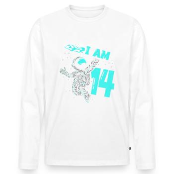 Astronaut lover spaceship All the best to the - Men's Premium Organic Long Sleeve Shirt - white - Front - Nico (187cm)
