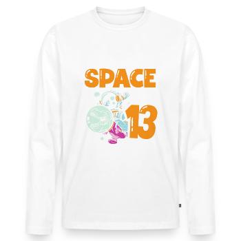 Gib Mir Etwas Platz, Ich Bin 13 Astronaut Happy - Männer Premium Bio Langarmshirt - Weiß - Vorne - Nico (187cm)