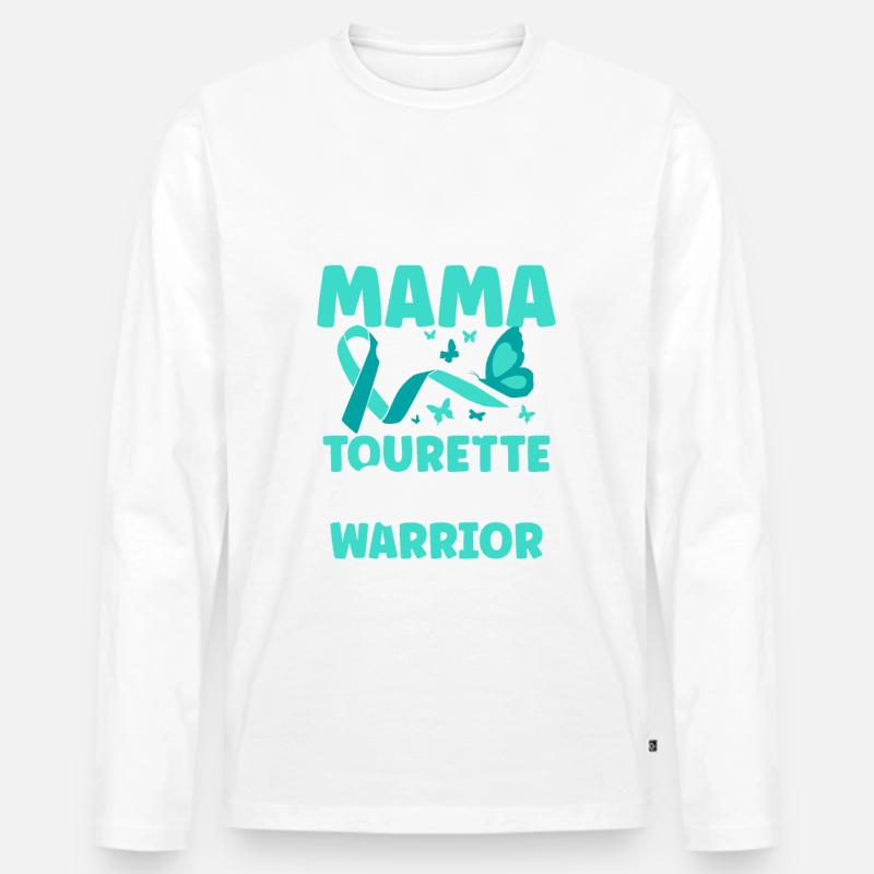 Stolze Mutter Eines Tourette-syndrom-kriegers - Männer Premium Bio Langarmshirt - Weiß
