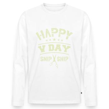 Happy V Day Snip Snip Für Einen Sterilisierten - Männer Premium Bio Langarmshirt - Weiß - Vorne - Nico (187cm)