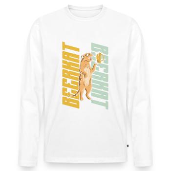 Suricate Whisperer-Animal-Animal-Amateur de bière - T-shirt manches longues Premium bio Homme - blanc - Devant - Nico (187cm)