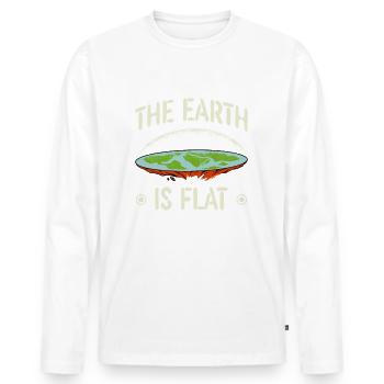 The Earth is Flat Earther Flat Earth Society - Men's Premium Organic Long Sleeve Shirt - white - Front - Nico (187cm)