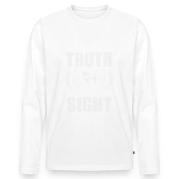 Flache Erde Wahrheit In Sichtweite Flat Earther - Männer Premium Bio Langarmshirt - Weiß - Vorne - Nico (187cm)