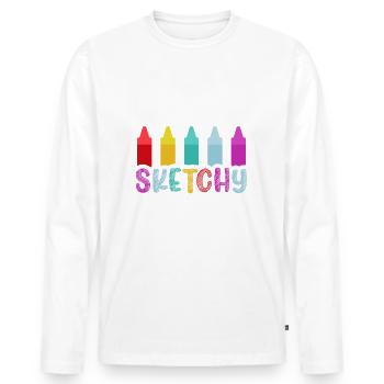Obtenez votre coloriage Crayon Color Artist - T-shirt manches longues Premium bio Homme - blanc - Devant - Nico (187cm)