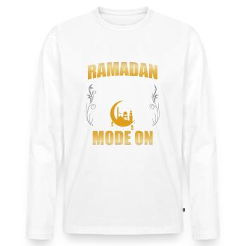 Ramadan fasting mode to Islamic Islam Muslim - Men's Premium Organic Long Sleeve Shirt - white - Front - Nico (187cm)