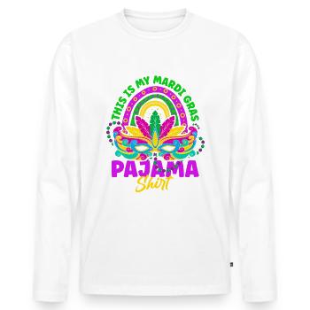 Ceci est ma chemise de pyjama Mardi Gras Shenanigan - T-shirt manches longues Premium bio Homme - blanc - Devant - Nico (187cm)