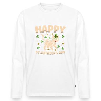 Bonne Saint-Catricks amoureux des chats St. - T-shirt manches longues Premium bio Homme - blanc - Devant - Nico (187cm)