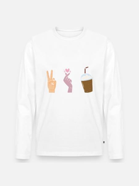 Friedensliebes-eiskaffee-liebhaber-koffein-trinker - Männer Premium Bio Langarmshirt - Weiß