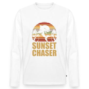 Sunset Chaser Dolphin Marine Biologist Animal - Men's Premium Organic Long Sleeve Shirt - white - Front - Nico (187cm)