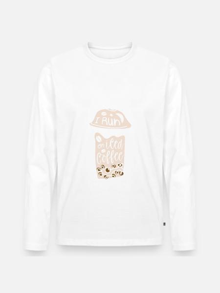 Ich Laufe Auf Eiskaffee-liebhaber-koffein-trinker - Männer Premium Bio Langarmshirt - Weiß