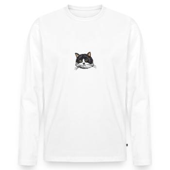 Piano Cat Musician Pianist Cat Whisperer Kitty - Men's Premium Organic Long Sleeve Shirt - white - Front - Nico (187cm)