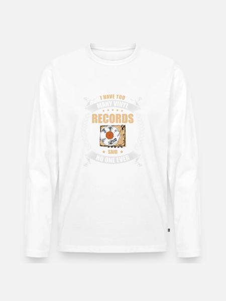 Schallplatte Audiophiler Musikliebhaber - Männer Premium Bio Langarmshirt - Weiß