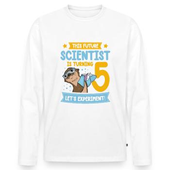 Ce futur scientifique fête ses 5 ans. - T-shirt manches longues Premium bio Homme - blanc - Devant - Nico (187cm)