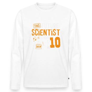 This future scientist is now celebrating - Men's Premium Organic Long Sleeve Shirt - white - Front - Nico (187cm)