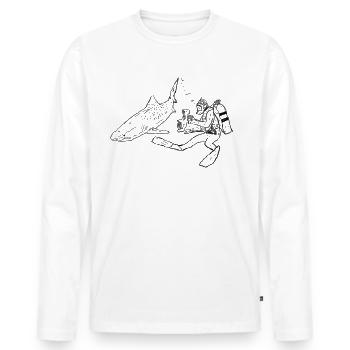 Heitaucher und Hai - Männer Premium Bio Langarmshirt - Weiß - Vorne - Nico (187cm)