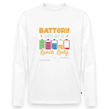 Battery life of a Lunch Lady Cafeteria - Men's Premium Organic Long Sleeve Shirt - white - Front - Nico (187cm)