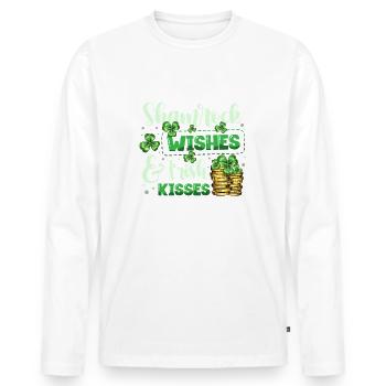 Shamrock-Wünsche et les baisers irlandais Fête de la Saint-Patrick - T-shirt manches longues Premium bio Homme - blanc - Devant - Nico (187cm)