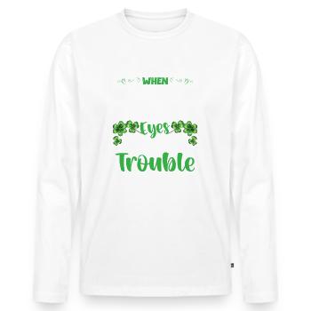 Quand les yeux irlandais sourient, les ennuis couvent - T-shirt manches longues Premium bio Homme - blanc - Devant - Nico (187cm)