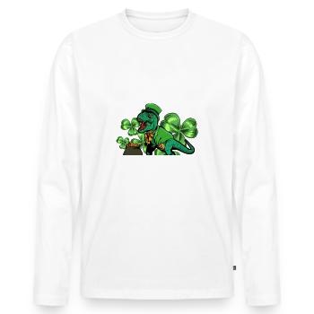 No Pinchasaurus Dinosaur-Irish St. - Men's Premium Organic Long Sleeve Shirt - white - Front - Nico (187cm)