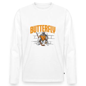 Drop Like A Butterfly Block Like A Beast Hockey - T-shirt manches longues Premium bio Homme - blanc - Devant - Nico (187cm)