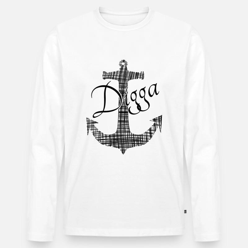 Digga - Männer Premium Bio Langarmshirt - Weiß