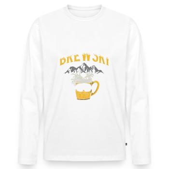 Brewski Beer Drinker Skiing Ice Ski Winter Sports - Men's Premium Organic Long Sleeve Shirt - white - Front - Nico (187cm)