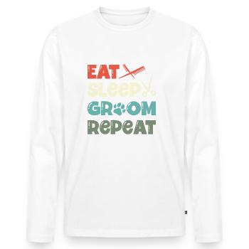 Nourriture Sommeil Groom Répétition Artiste de la fourrure - T-shirt manches longues Premium bio Homme - blanc - Devant - Nico (187cm)