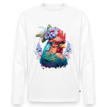 Lustiger Hahn - Männer Premium Bio Langarmshirt - Weiß - Vorne - Nico (187cm)