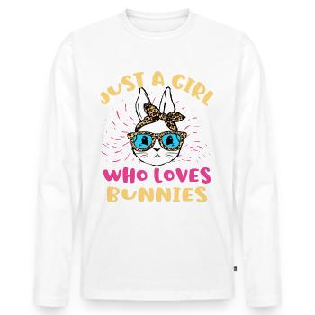 A Girl Who Loves Rabbits Rabbit Lover - Men's Premium Organic Long Sleeve Shirt - white - Front - Nico (187cm)