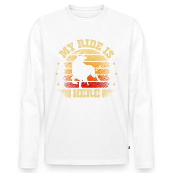 My Ride Is Here Bull Rider Bull Riding Rodeo - Männer Premium Bio Langarmshirt - Weiß - Vorne - Nico (187cm)