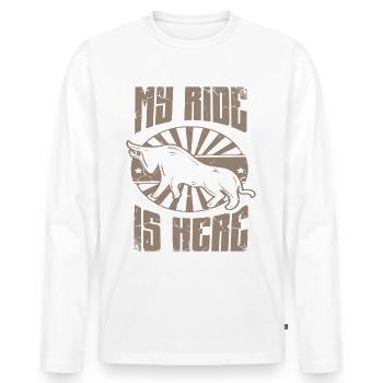 Mon tour est ici Bull Rider Bull Riding Rodeo - T-shirt manches longues Premium bio Homme - blanc - Devant - Nico (187cm)