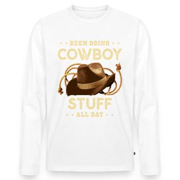 I've been doing cowboy stuff all day bull - Men's Premium Organic Long Sleeve Shirt - white - Front - Nico (187cm)