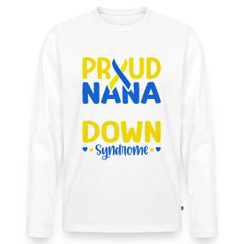 Proud Nana of a child with - Men's Premium Organic Long Sleeve Shirt - white - Front - Nico (187cm)