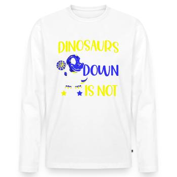 Les dinosaures sont effrayants, syndrome de Down - T-shirt manches longues Premium bio Homme - blanc - Devant - Nico (187cm)