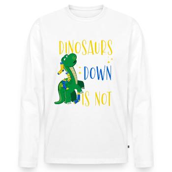 Dinosaurs are scary Down syndrome is - Men's Premium Organic Long Sleeve Shirt - white - Front - Nico (187cm)