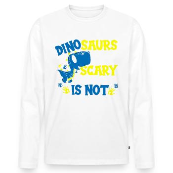 Dinosaurs are scary Down syndrome is - Men's Premium Organic Long Sleeve Shirt - white - Front - Nico (187cm)