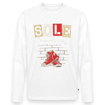 Semelle collectionneuse de chaussures sneakerhead - T-shirt manches longues Premium bio Homme - blanc - Devant - Nico (187cm)